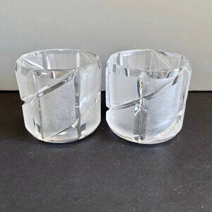 PartyLite Counterpoint Duo Set of 2 Frosted Crystal Votive Candle Holders Lot